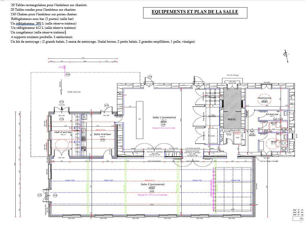 EQUIPEMENTS ET PLAN DE LA SALLE DES FETES